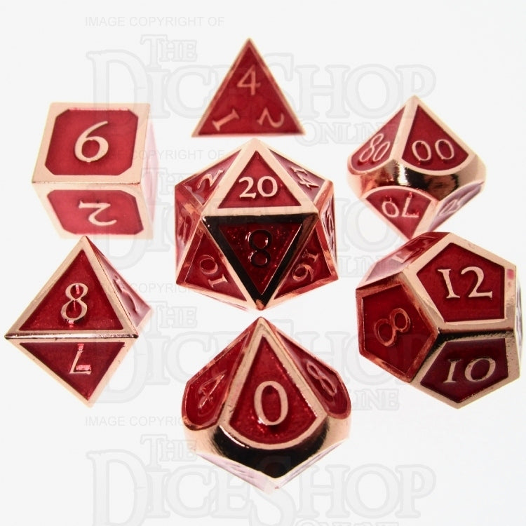 TDSO Metal Script Copper & Red 7 Dice Polyset