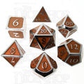 TDSO Metal Script Silver & Orange 7 Dice Polyset