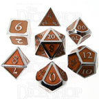 TDSO Metal Script Silver & Orange 7 Dice Polyset