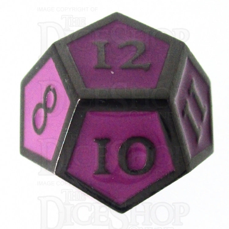 TDSO Metal Script Black Nickel & Purple D12 Dice