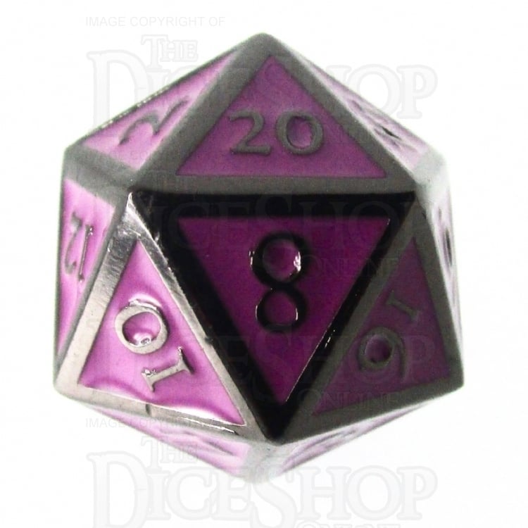 TDSO Metal Script Black Nickel & Purple D20 Dice