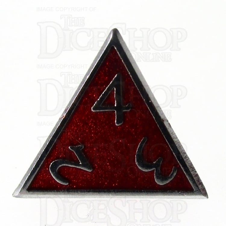 TDSO Metal Script Black Nickel & Red D4 Dice