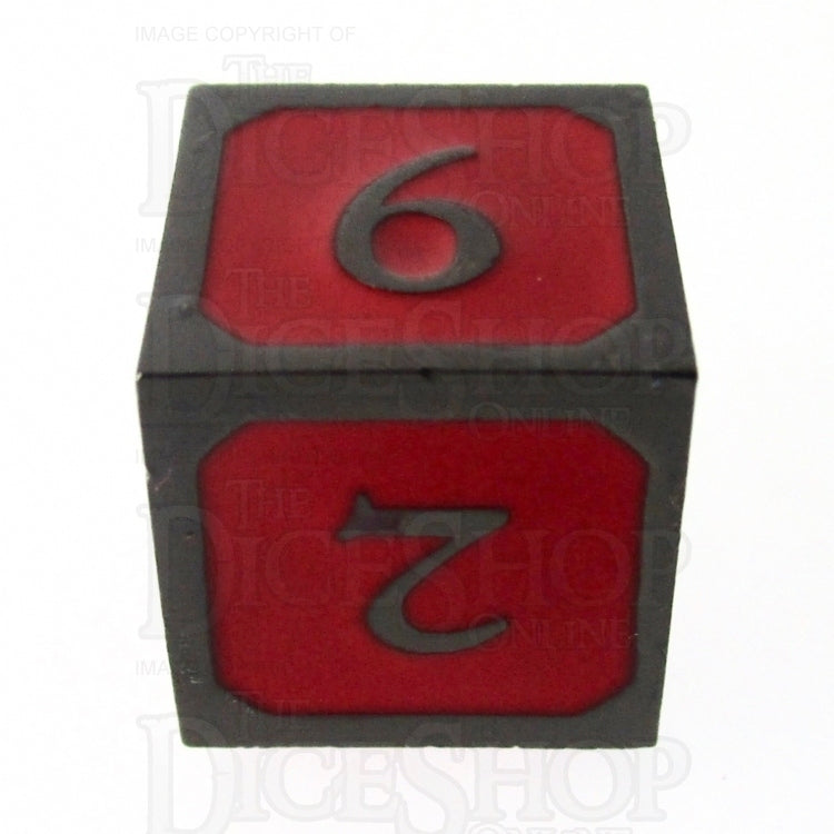 TDSO Metal Script Black Nickel & Red D6 Dice