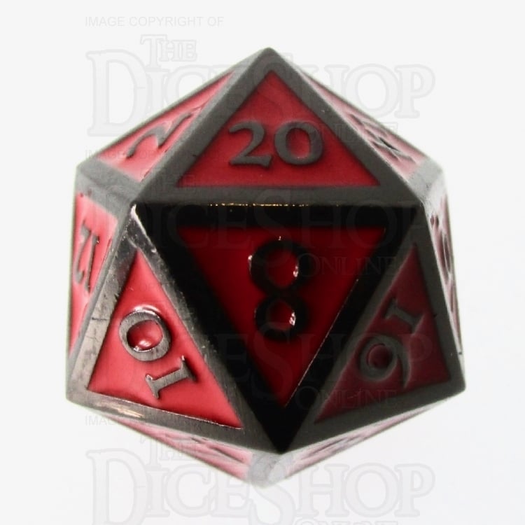 TDSO Metal Script Black Nickel & Red D20 Dice