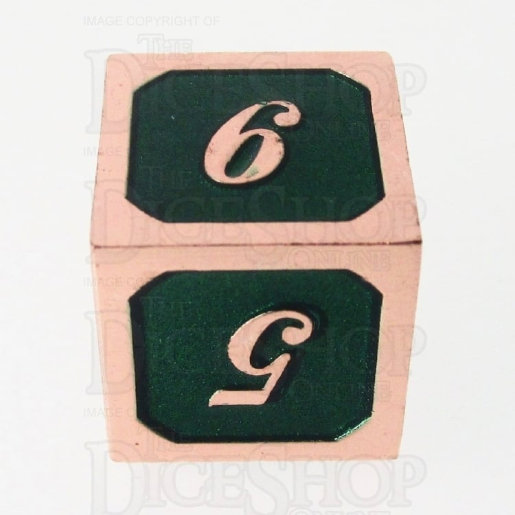 TDSO Metal Script Copper & Dark Green Shimmer D6 Dice