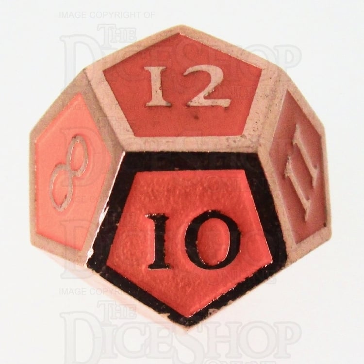 TDSO Metal Script Copper & Orange D12 Dice