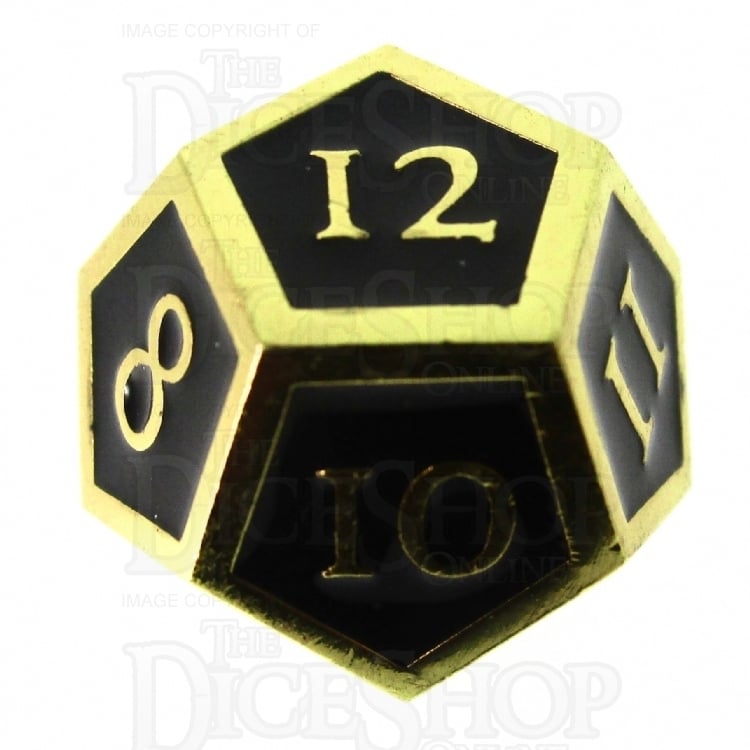 TDSO Metal Script Gold & Black D12 Dice