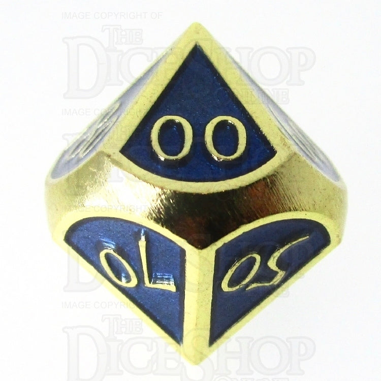TDSO Metal Script Gold & Blue Percentile Dice
