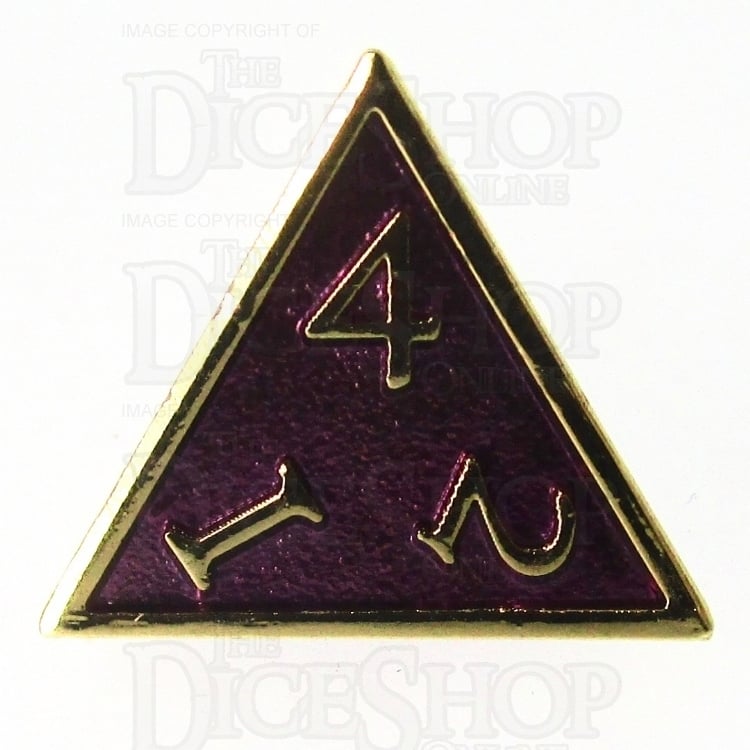 TDSO Metal Script Gold & Purple D4 Dice