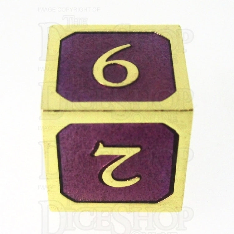 TDSO Metal Script Gold & Purple D6 Dice