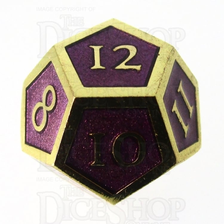 TDSO Metal Script Gold & Purple D12 Dice