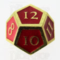 TDSO Metal Script Gold & Red D12 Dice