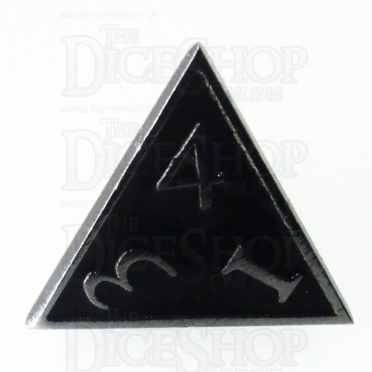 TDSO Metal Script Silver & Black D4 Dice