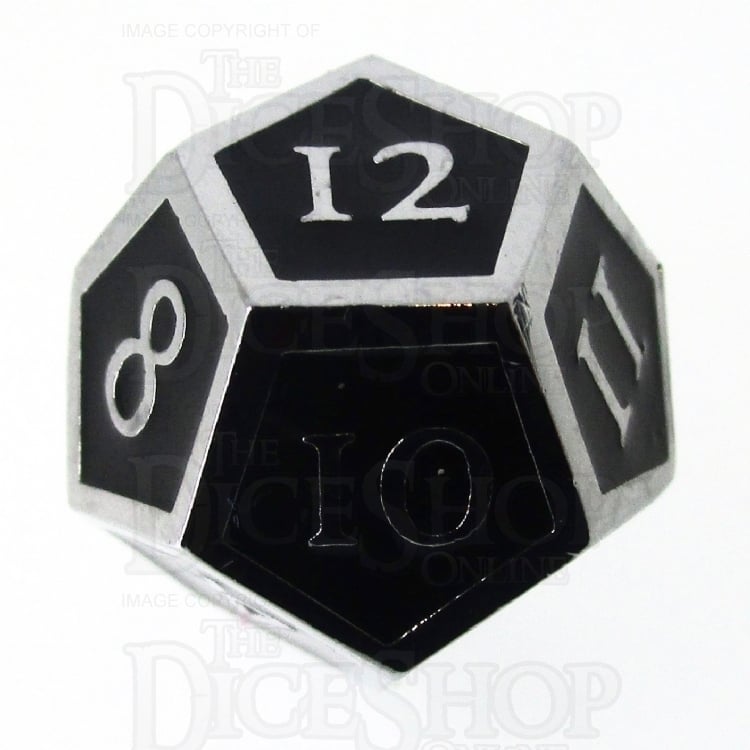 TDSO Metal Script Silver & Black D12 Dice