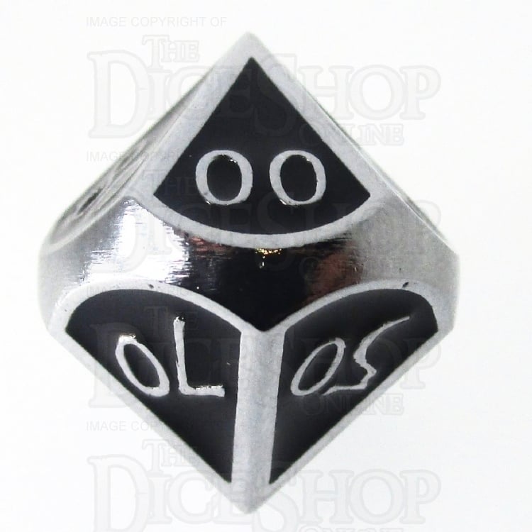 TDSO Metal Script Silver & Black Percentile Dice