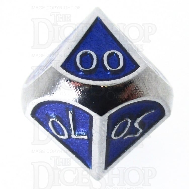 TDSO Metal Script Silver & Blue Percentile Dice