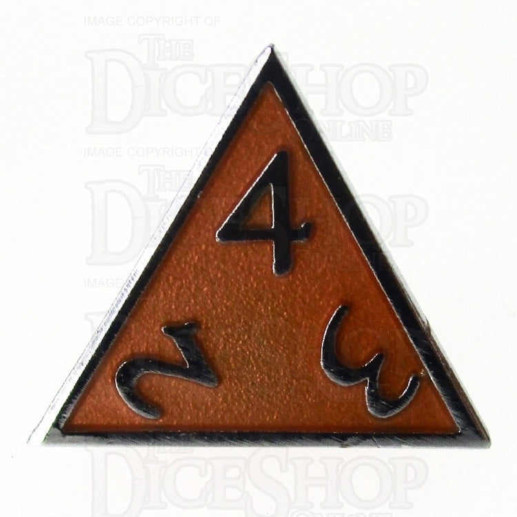 TDSO Metal Script Silver & Orange D4 Dice