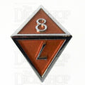 TDSO Metal Script Silver & Orange D8 Dice