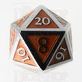 TDSO Metal Script Silver & Orange D20 Dice