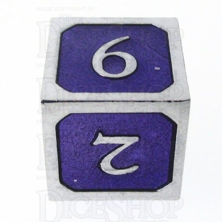 TDSO Metal Script Silver & Purple D6 Dice