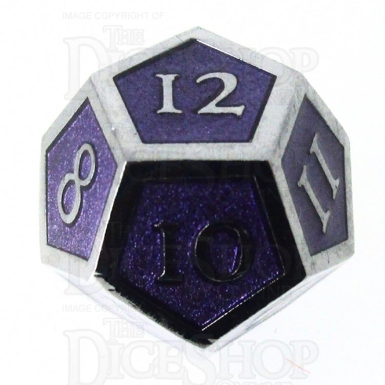 TDSO Metal Script Silver & Purple D12 Dice