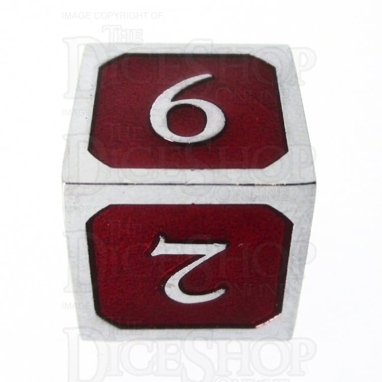 TDSO Metal Script Silver & Red D6 Dice