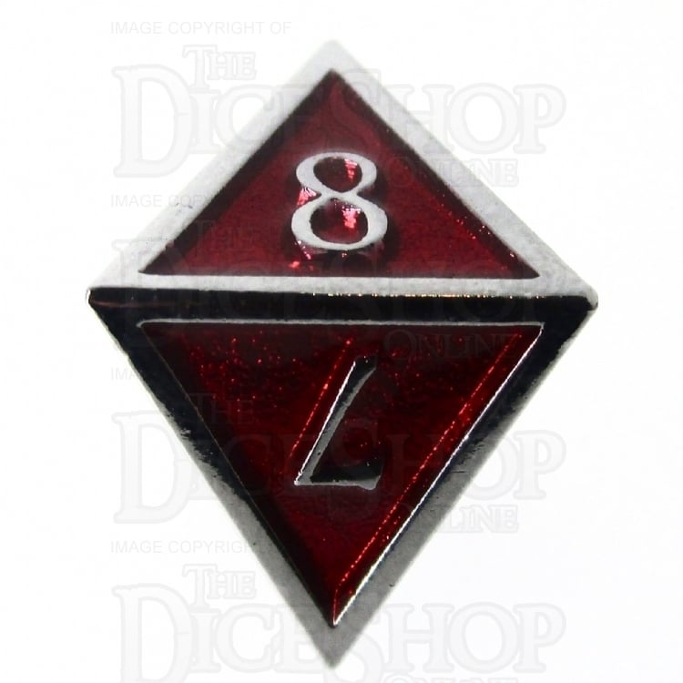 TDSO Metal Script Silver & Red D8 Dice