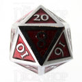 TDSO Metal Script Silver & Red D20 Dice