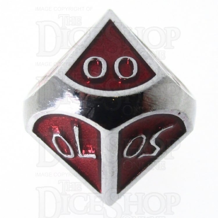 TDSO Metal Script Silver & Red Percentile Dice