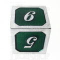 TDSO Metal Script Silver & Dark Green Shimmer D6 Dice