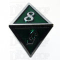 TDSO Metal Script Silver & Dark Green Shimmer D8 Dice