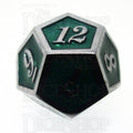 TDSO Metal Script Silver & Dark Green Shimmer D12 Dice