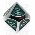 TDSO Metal Script Silver & Dark Green Shimmer Percentile Dice