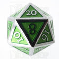 TDSO Metal Script Silver & Light Green D20 Dice