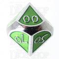 TDSO Metal Script Silver & Light Green Percentile Dice