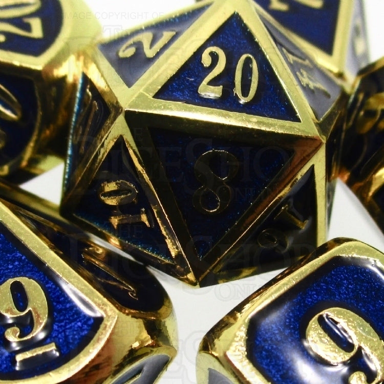 TDSO Metal Fire Forge Gold & Blue MINI 12mm 7 Dice Polyset