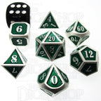 TDSO Metal Fire Forge Silver & Green MINI 12mm 7 Dice Polyset