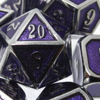 TDSO Metal Fire Forge Silver & Purple MINI 12mm 7 Dice Polyset