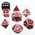 TDSO Metal Fire Forge Silver & Red MINI 12mm 7 Dice Polyset
