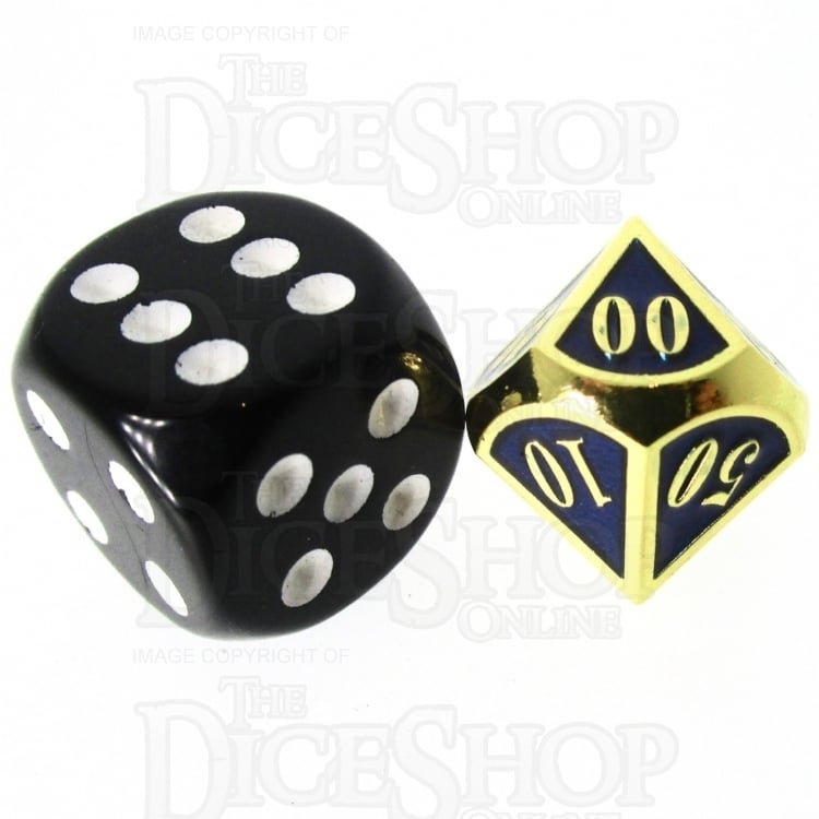 TDSO Metal Fire Forge Gold & Blue MINI 12mm Percentile Dice