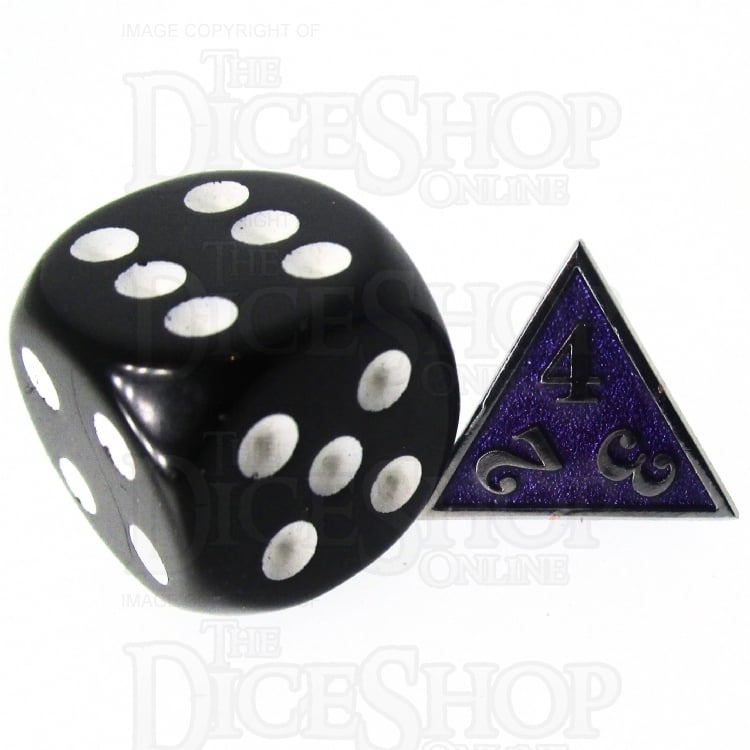 TDSO Metal Fire Forge Silver & Purple MINI 12mm D4 Dice