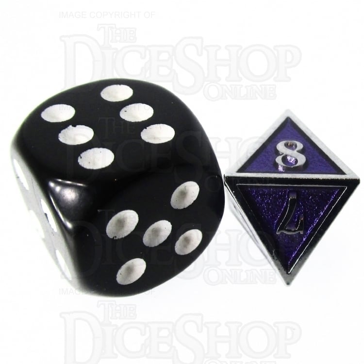 TDSO Metal Fire Forge Silver & Purple MINI 12mm D8 Dice