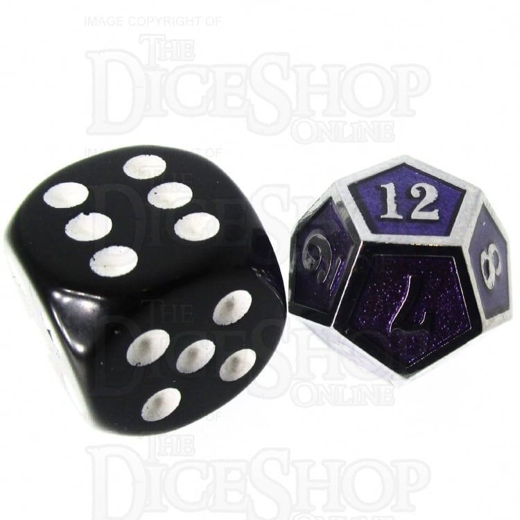 TDSO Metal Fire Forge Silver & Purple MINI 12mm D12 Dice