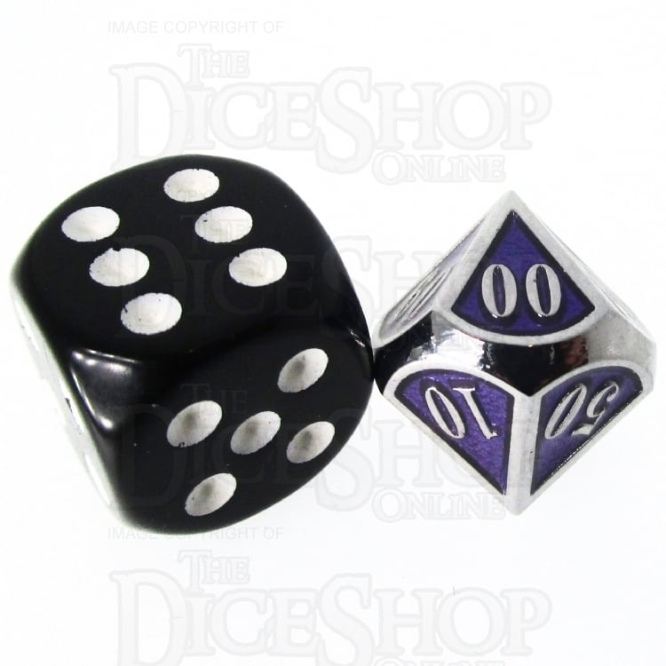 TDSO Metal Fire Forge Silver & Purple MINI 12mm Percentile Dice