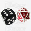 TDSO Metal Fire Forge Silver & Red MINI 12mm D20 Dice