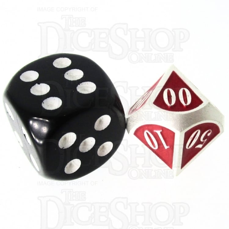 TDSO Metal Fire Forge Silver & Red MINI 12mm Percentile Dice