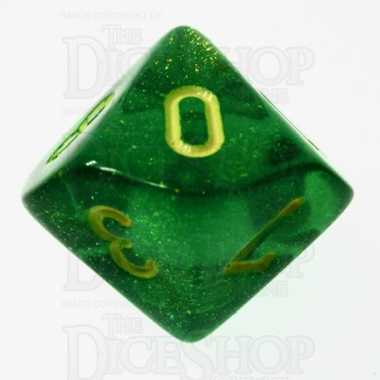 Chessex Borealis OG Maple Green & Yellow D10 Dice - Discontinued