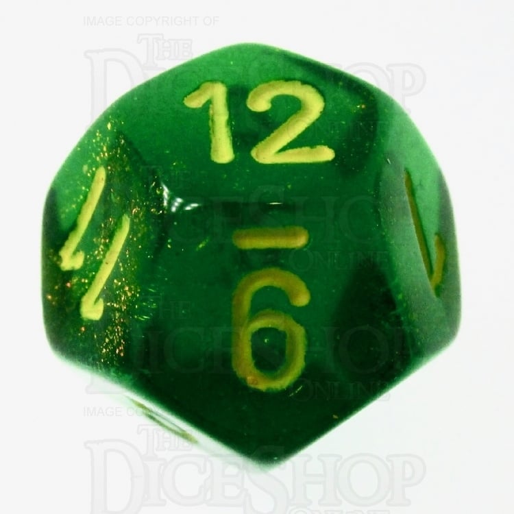Chessex Borealis OG Maple Green & Yellow D12 Dice - Discontinued