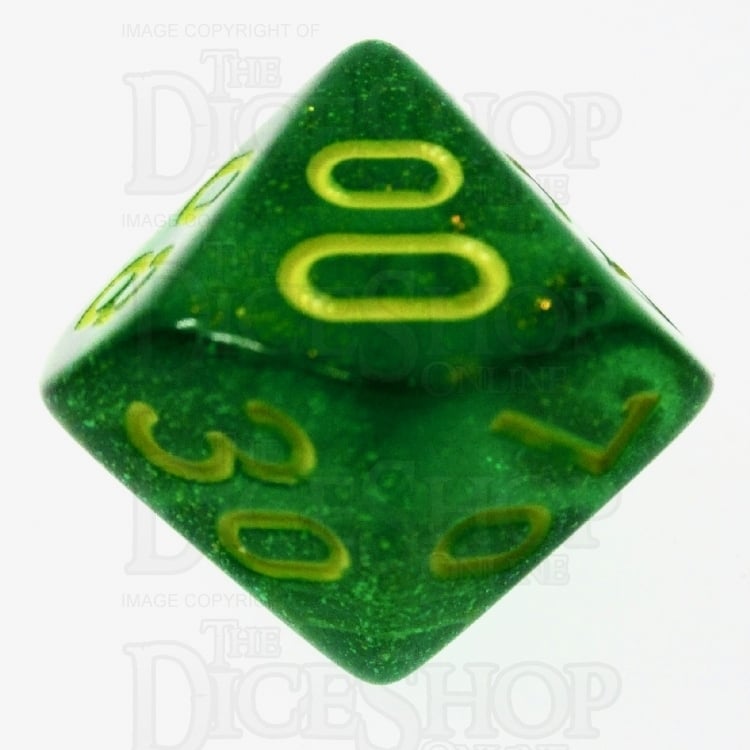 Chessex Borealis OG Maple Green & Yellow Percentile Dice - Discontinued