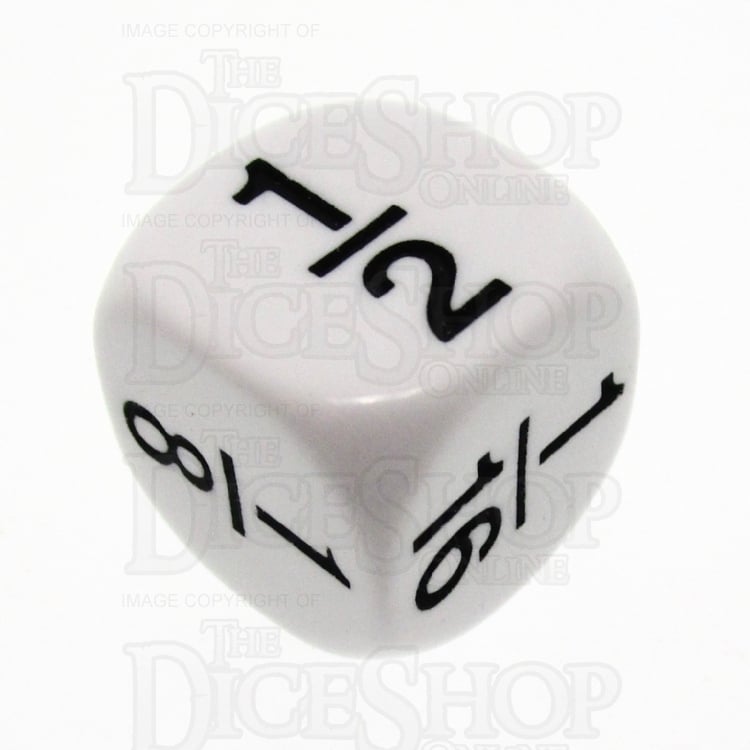 Koplow Opaque White Math Fractions D6 Dice